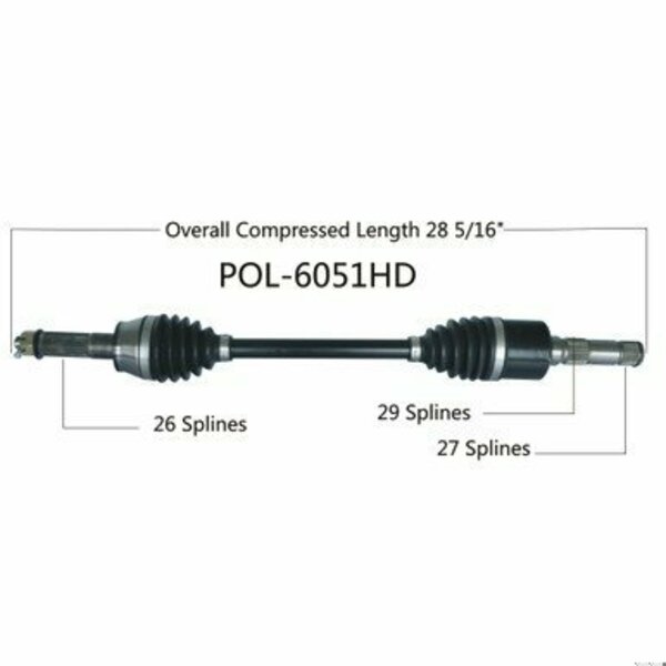 Wide Open Heavy Duty CV Axle for POL HD REAR L/R RANGER DIESEL 11-14 POL-6051HD